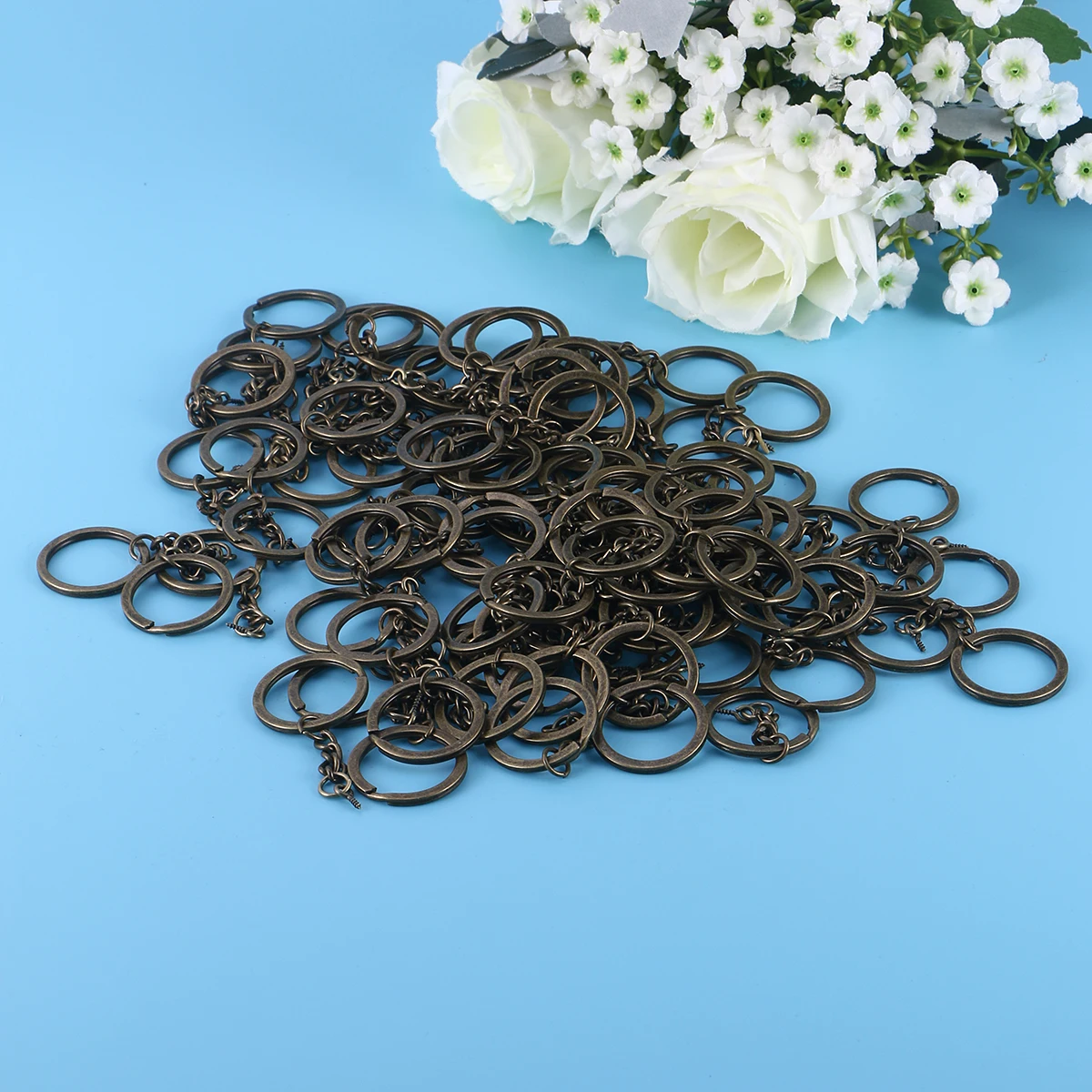 

100PCS Metal Keychain Split Key Ring Bulk Keys Attachment Jump Rings Chains Sturdy Material Creative Design Practical Use Decor