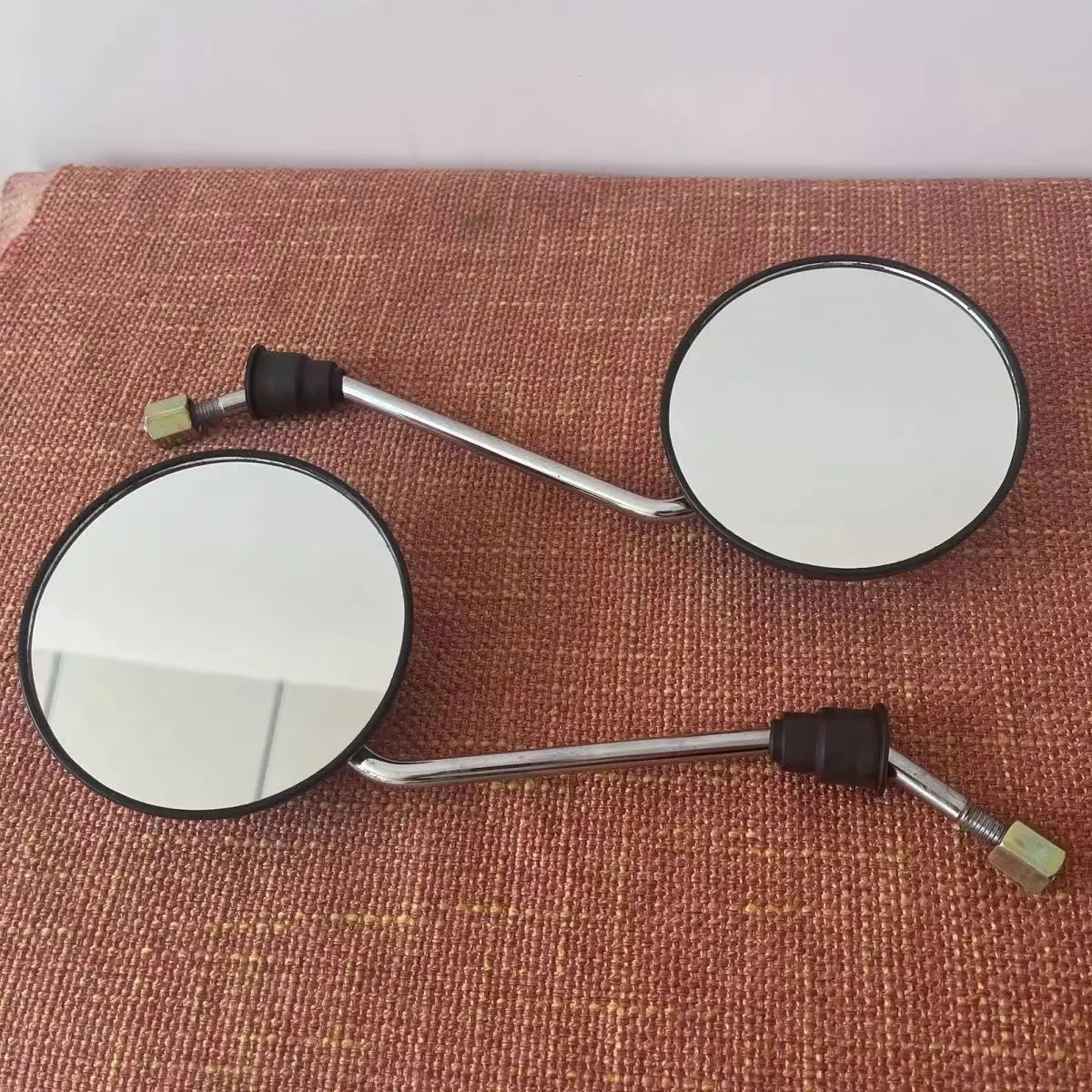 Pair Motorcycle Rear View Mirrors Moped Scooter Motorbike Side Mirror Round Clockwise 8mm 360 Degree Convex espejos para