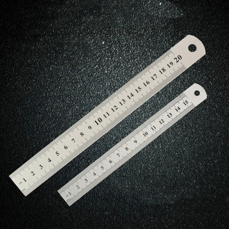 1 Pc 15cm/20cm/30cm Metal Straight Ruler Double Sided Learning Office Stationery Drafting Supplies