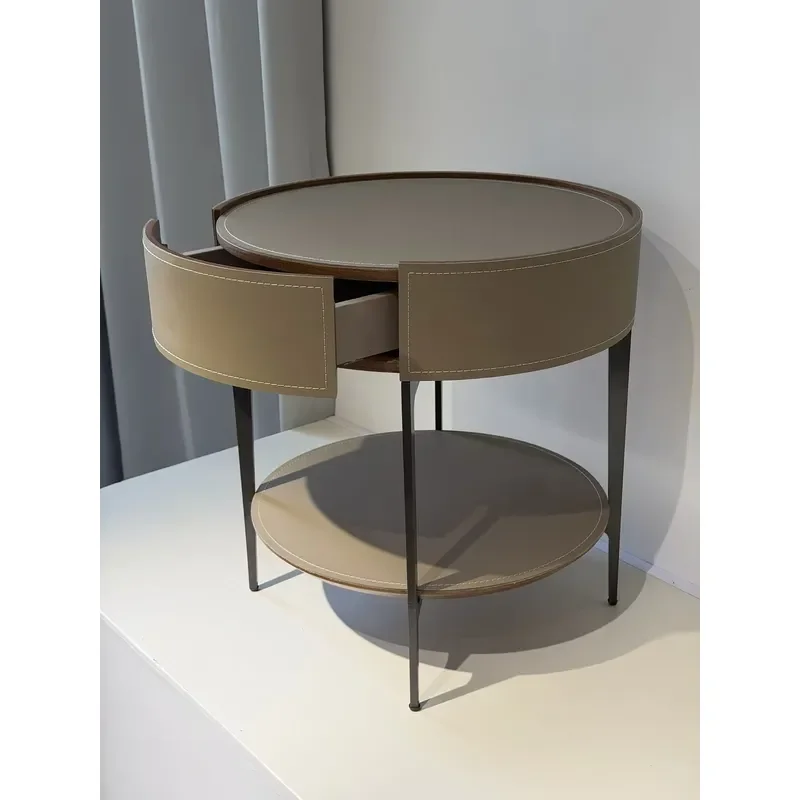 Modern Bedroom Bedside Table with Steel Frame Single Drawer Soft Close Solid Wood Eco Friendly Handmade Saddle Nightstand