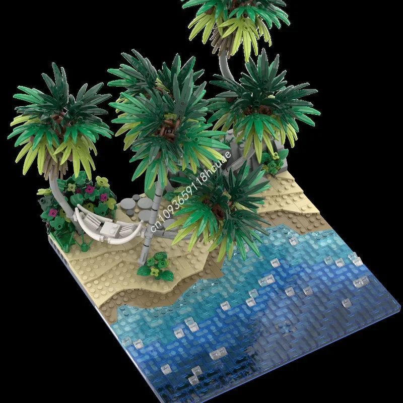 1066pcs MOC Caribbean Tropical Beach Iconsed Model Building Blocks DIY Toy Creative Christmas Gift Idea Education Brick Kids