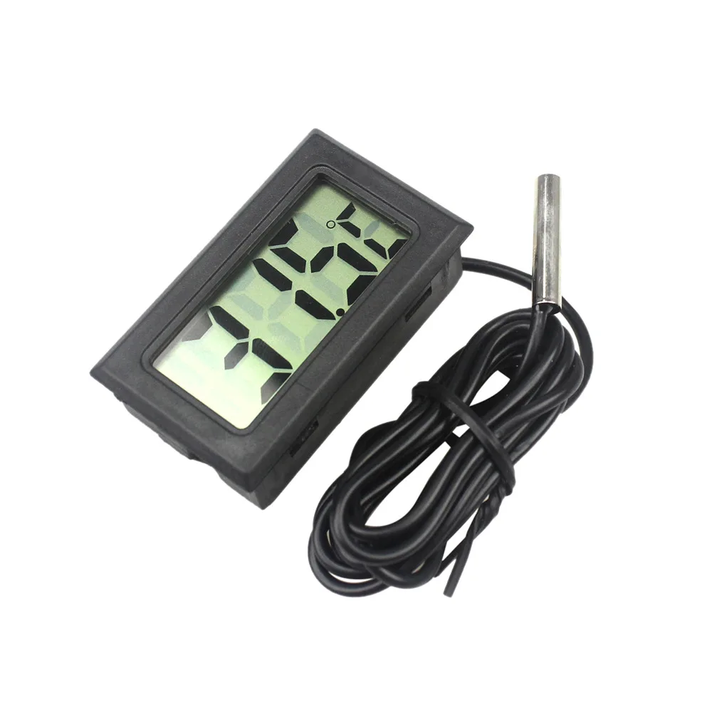 FY-10 Mini Lcd Digitale Thermometer Aquarium Auto Waterbad Temperatuur Tester Detector Monitor Ingebedde Temperatuursensor 1M