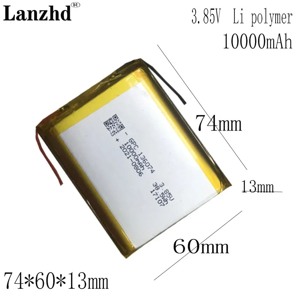 1-12pcs Li battery 10000mAh 3.7V  LiPolymer Replacement Battery Cell For DIY mobile power supply 3.85V high voltage battery