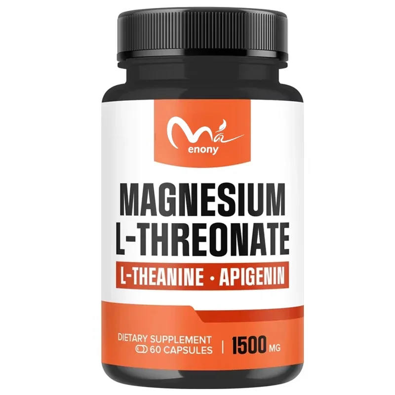 L-threonate magnesium supplement capsules containing L-theanine and Apigenin-1500 milligrams optimize absorption bioavailability
