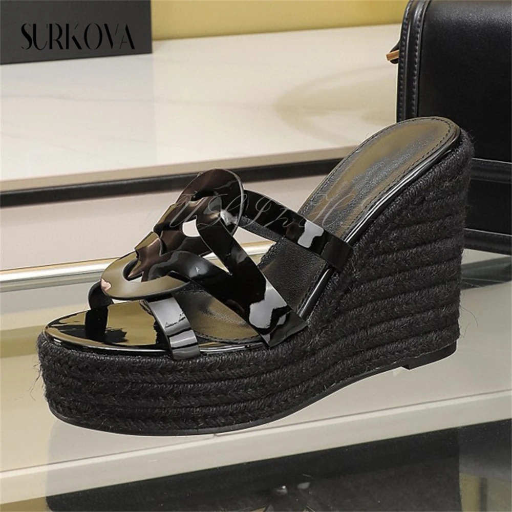 

Cross Belt Cutout Open Toe Wedge Sandals Platform Wedge Espadrilles Lady Summer Sandals Boho Style Vacation Sandals Women Shoes