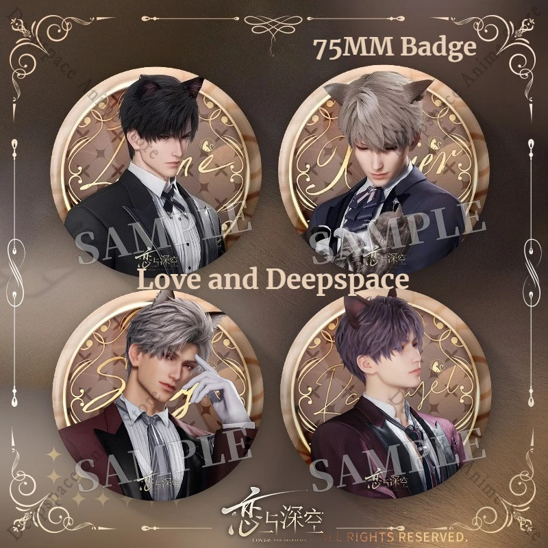 

75MM Game Love and Deepspace Sylus Xavier Zayne Rafayel Caleb Cosplay Costumes Pin Badge Brooch Prop Backpack Decor Accessories