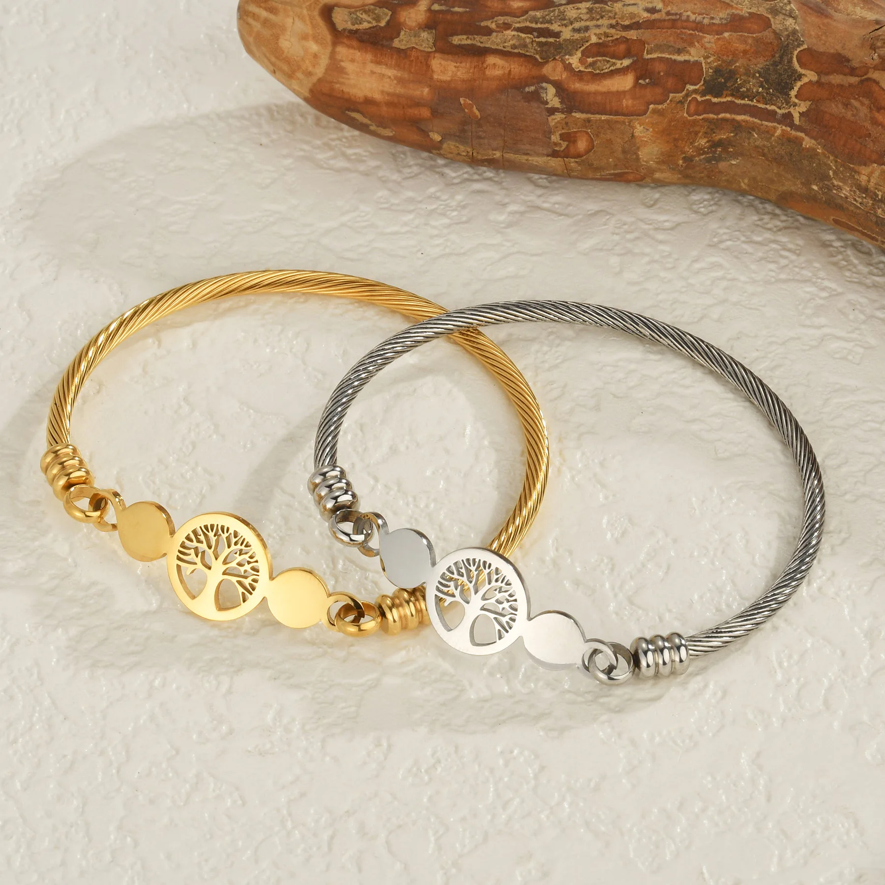 Moda kissmoon, pulseras de acero inoxidable con forma de árbol de la vida y corazón de Jesús de alta calidad para mujer, regalos de joyería para fiesta de cumpleaños y Festival