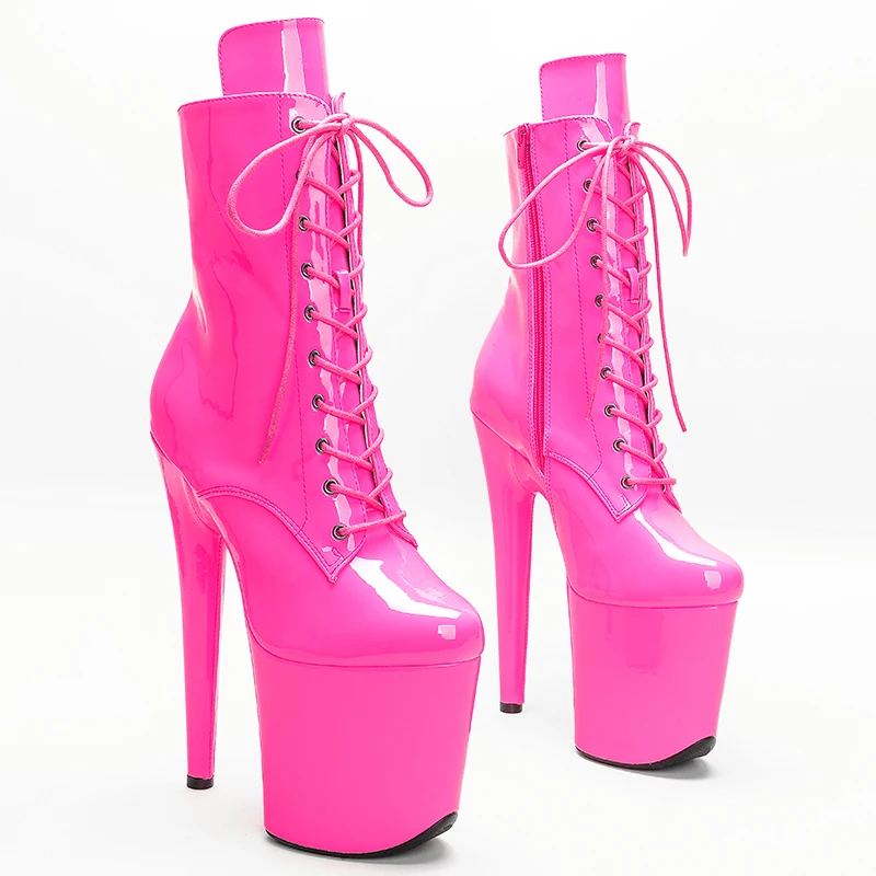 

Leecabe 20CM/8inch Pink Patent PU upper Exotic fashion trends high heel platform Pole Dance boot