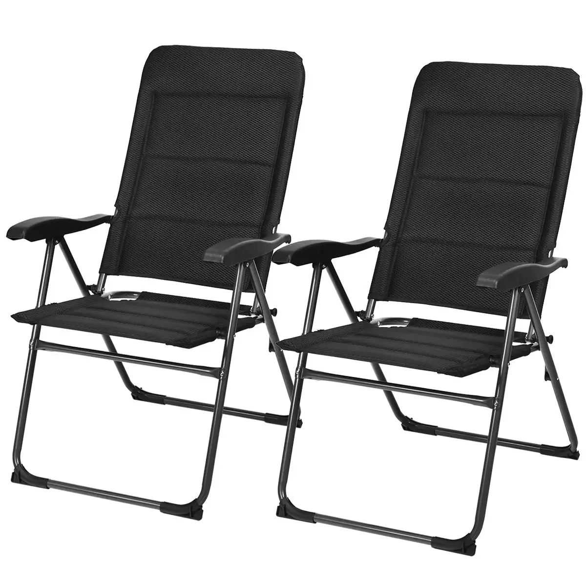 Set of 2 Patio Chairs, Folding Chairs with Adjustable Backrest, Outdoor Sling Chairs for Bistro, Deck, Backyard