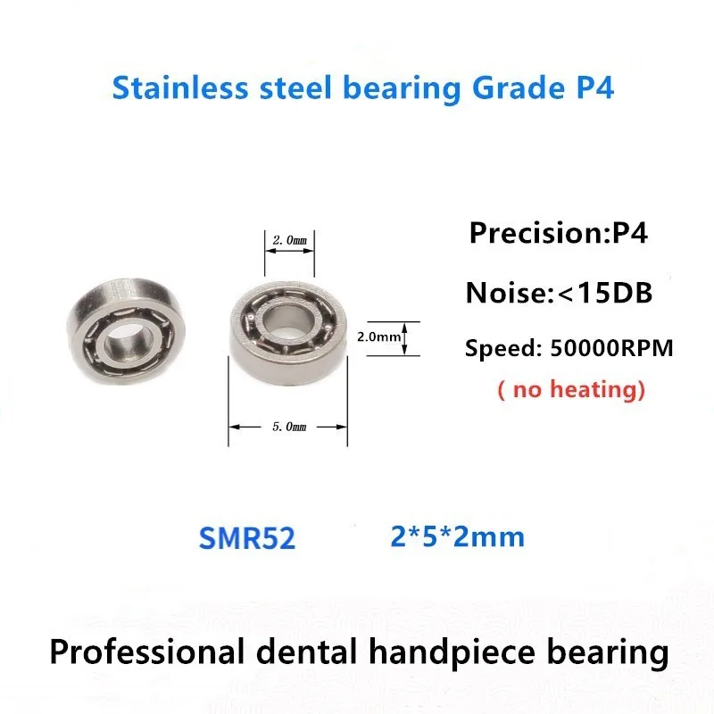 10pcs Handpiece Dental bearing SMR52 2x5x2mm 440C stainless steel bearings MR52 50000rpm no heating 2*5*2 mm