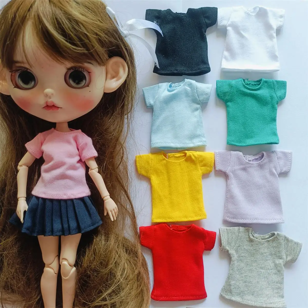 

Милая базовая рубашка ручной работы, футболка для 1/6 Blyth Momoko Obistu Licca Ob24 FR, 100% новые аксессуары для кукол