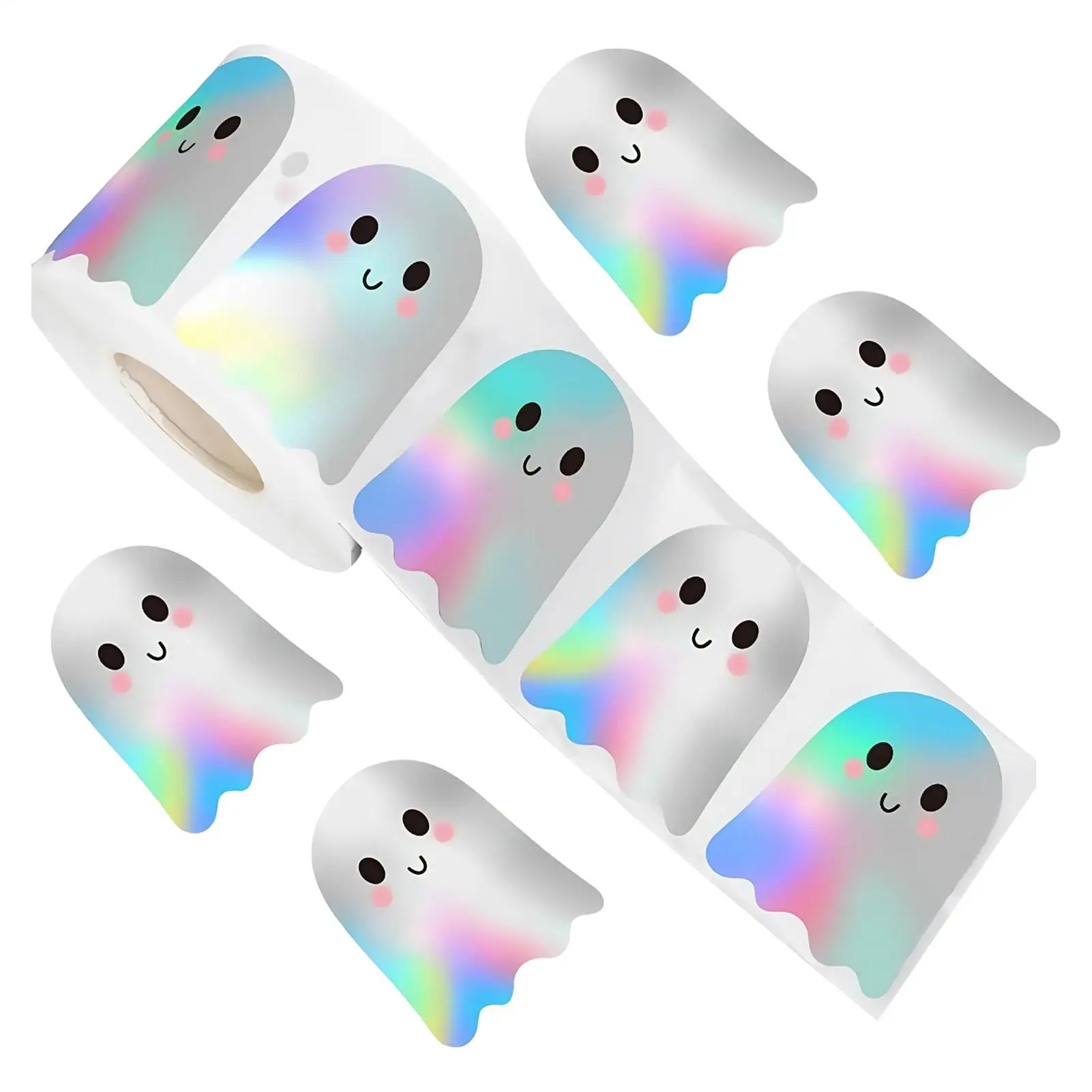1 rotolo di adesivi fantasma laser carini Adesivi sigillanti fantasma carino Carta autoadesiva Adesivi per decorazioni di Halloween di Halloween