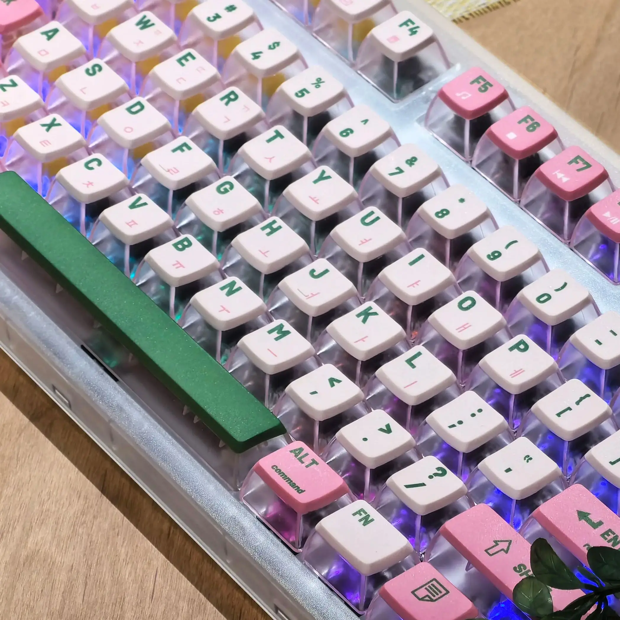 Pink Korean Keycap Pudding Translucent Keycap 116 Key ASA PBT PC Small Fresh Color Mechanical Keyboard Spring Hangul Keycaps
