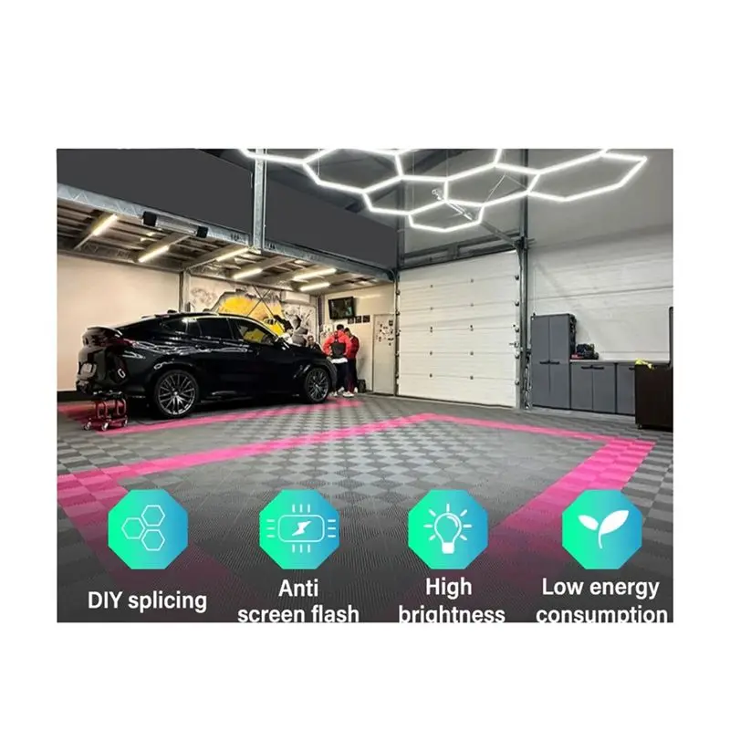 ABMH-Honeycomb Led DIY Garage Light Hexagon Led Lamp Tube For Show Auto Body Repair Gym 110V