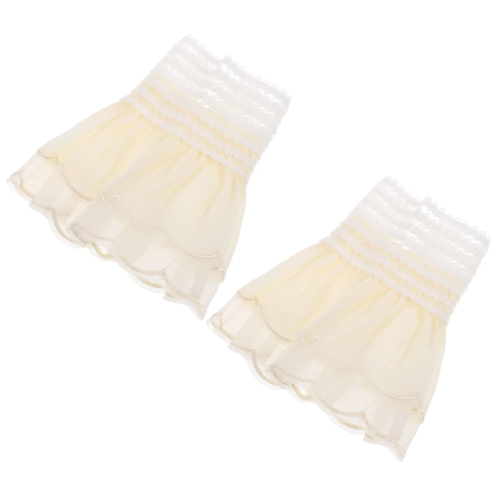 1 Pair Detachable Lace Shirt White Embroidered Wrist Cuffs Pleated Ruffle Horn False Sleeves Women Styling Fake Arm Sleeve Diy