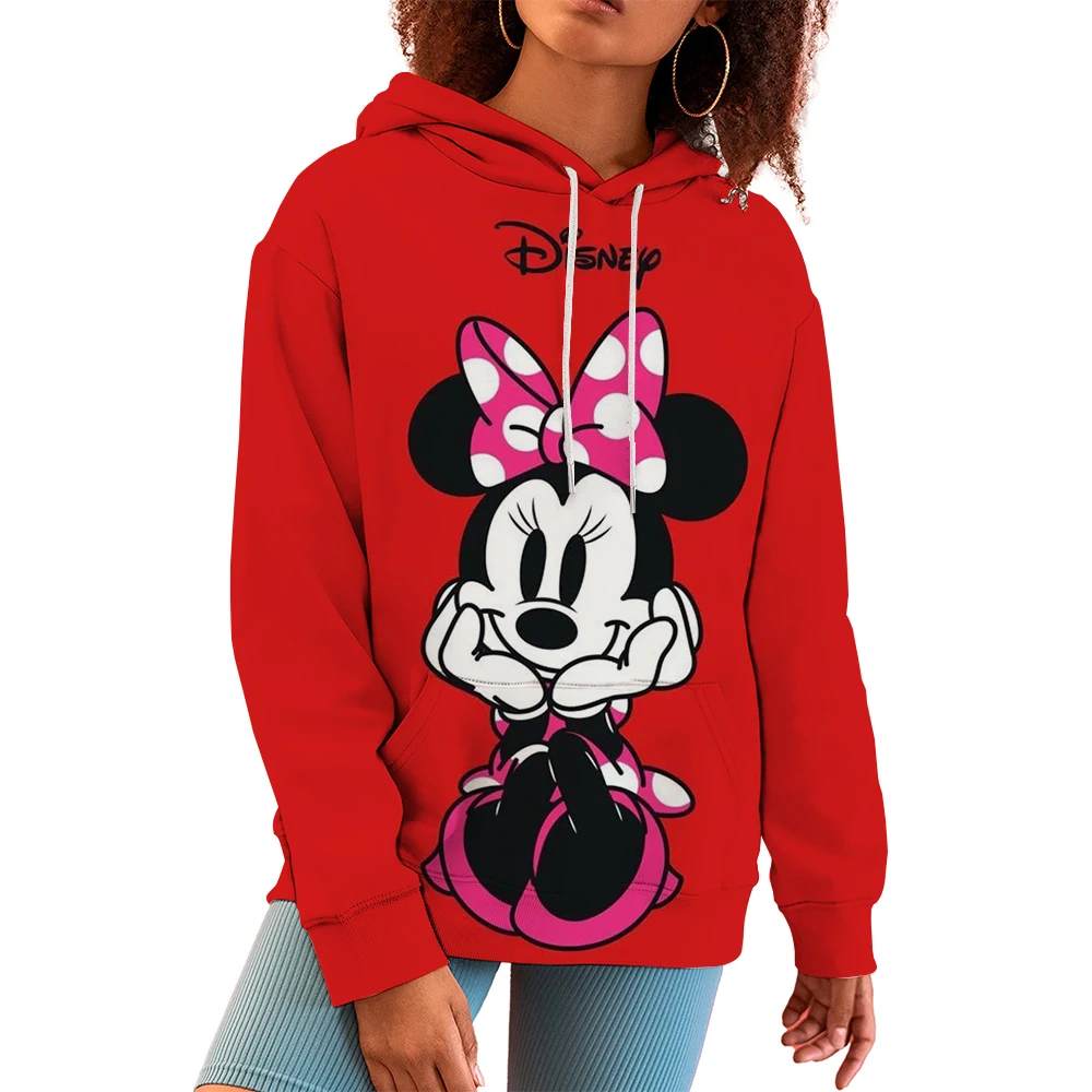 Women Sweatshirt Jacket Clothes Hoodies Women\'s Pockets Long Sleeve Pullovers Disney Minnie Mickey Mouse Female Tops