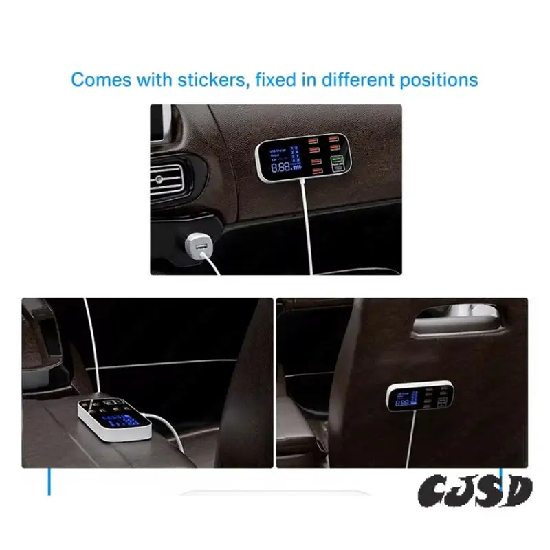 CJSD-40W 8 Ports USB Car Charger QC3.0 PD Type C Fast Phone Charger With LED Display Multi USB Charger