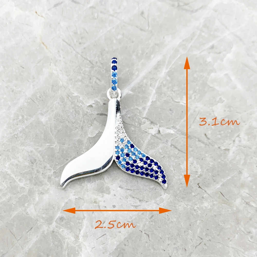 Blue Tail Fin Pendant Brand New Fine Jewelry Cheerful Accessories 925 Sterling Silver Gift For Woman