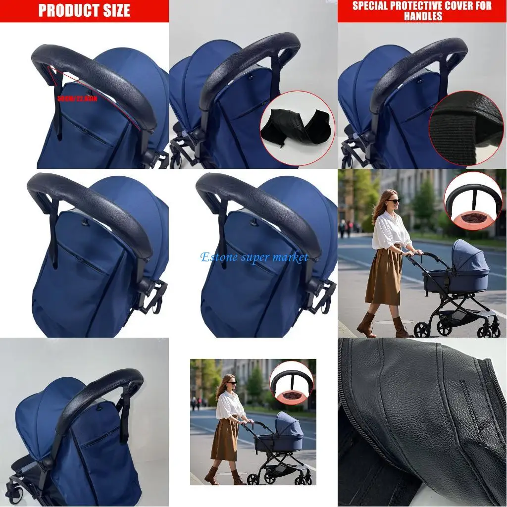 

090B Ergonomic Strollers Handle Grip Cover Premium PU Easy Installation