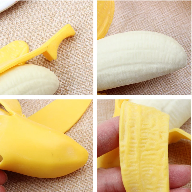 Cute Spoof Peeling Banana Squishy Fidget Toys Antistress Squeeze Toy Stress Reliever Fun Prank Trick Toy para niños y adultos regalos