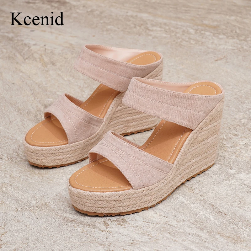 

Kcenid Ladies Summer Women Modern Slippers High Heels Platform Sandals Slip On Shoes Woman Mules Outdoor Casual Party Shoes