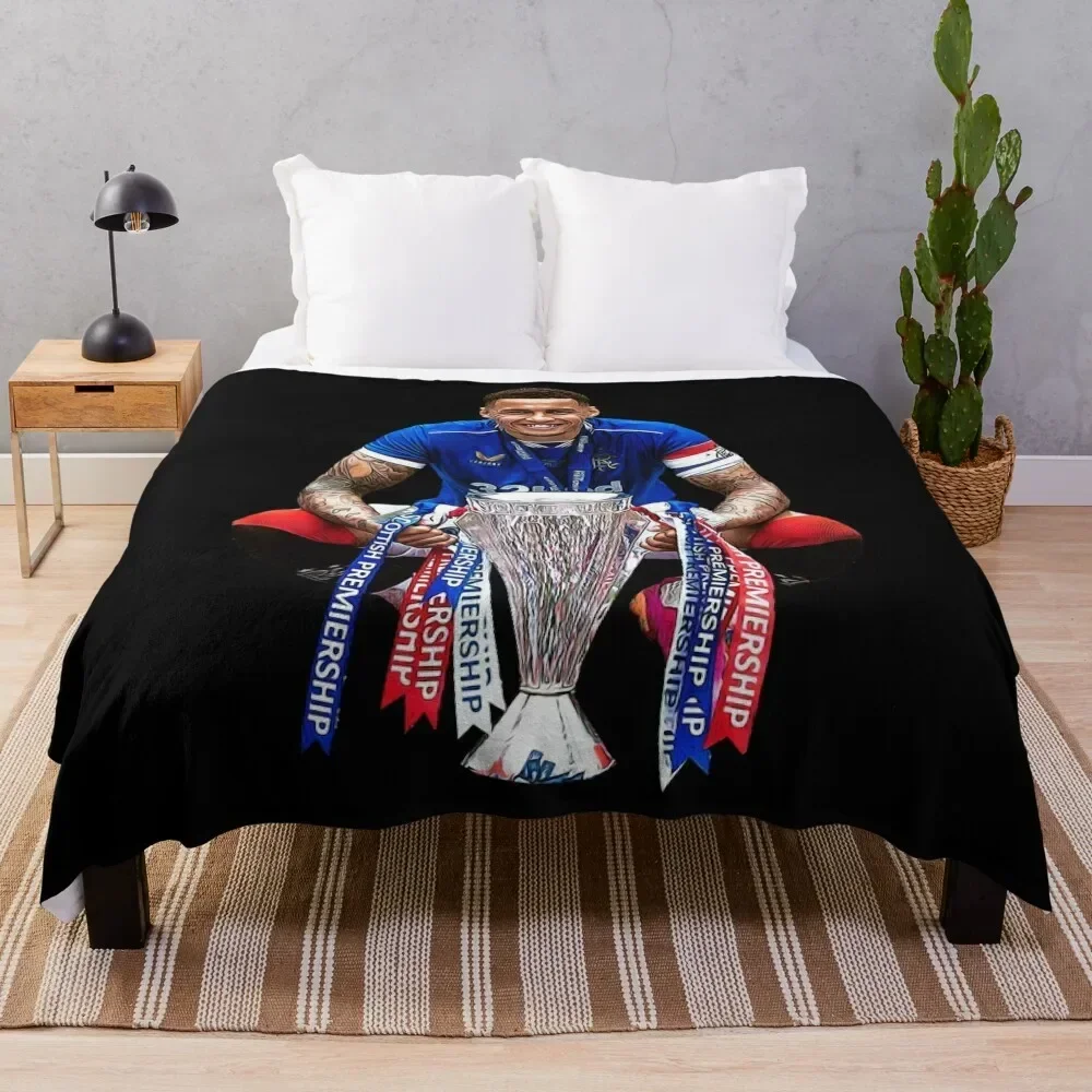 James Tavernier Celebration with Trophy Throw Blanket For Sofa Thin Moving Blankets