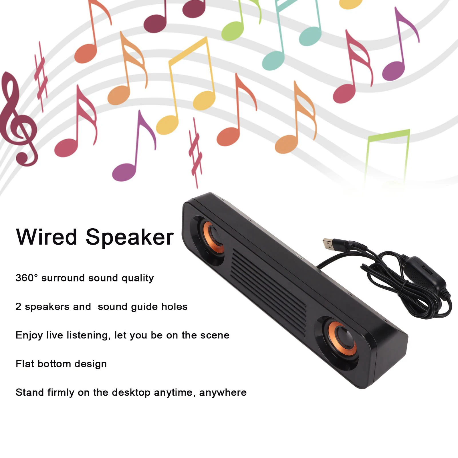 Computer Speaker Wired Speaker HiFi Stereo Subwoofer USB Powered 3.5MM Plug Portable Desktop Long Speaker For TV Computer