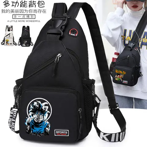 Dragon Ball Bröstväska Oxford Vattentät Ryggsäck med Stor Kapacitet Herr Goku Anime Figur Axelväska Multifunktionella Axelväskor 6 best sales Goku-ryggsäck - №3