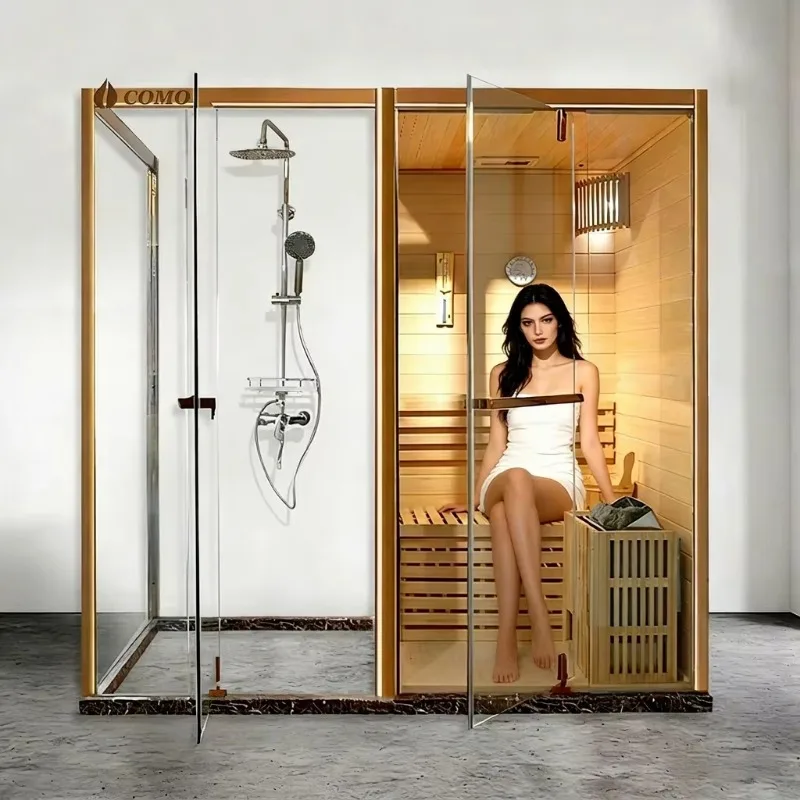 Modern Style Finland Outdoor Infrared Sauna Room With Traditional Design Solid Wood Dry Steam Computer Control 2 People