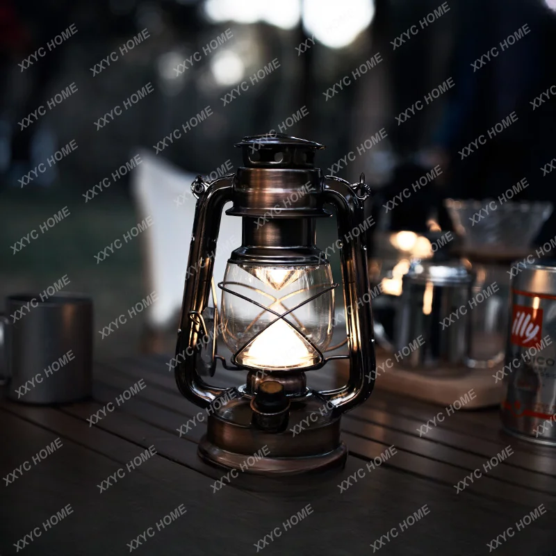 

Garden Retro Camping Barn Lantern Camping Rechargeable Led Atmosphere Adjustable Hanging Light