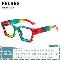 Gafas de lectura cuadradas con montura gruesa antiluz azul para hombres y mujeres, gafas graduadas de arcoíris, gafas para presbicia de diseñador, lectores