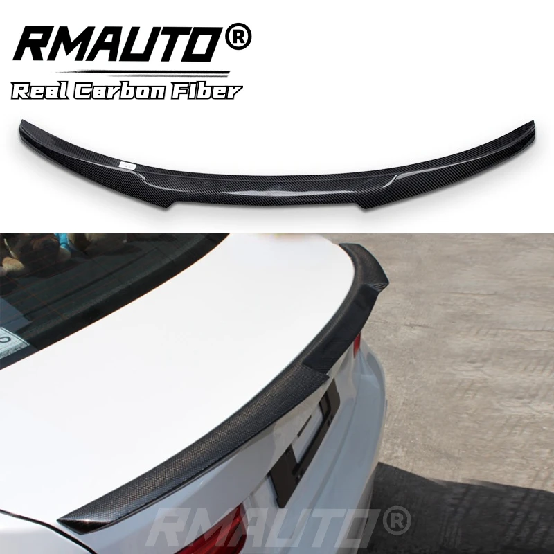 RMAUTO Real Carbon Fiber M Style Car Rear Trunk Spoiler Wing For BMW F10 F11 F18 5 Series M5 2010-2017 Rear Wing Spoiler Lip