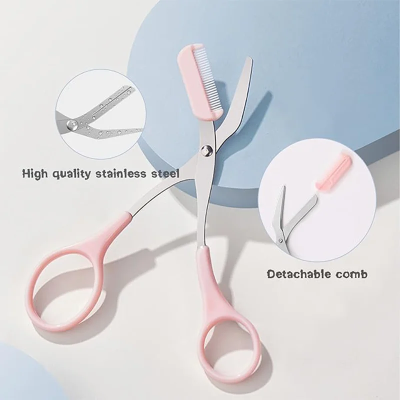 Professional Eyebrow Scissors Set - Precision Grooming Kit with Comb, Spoolie Brush & Shaping Tool for Perfect Brows