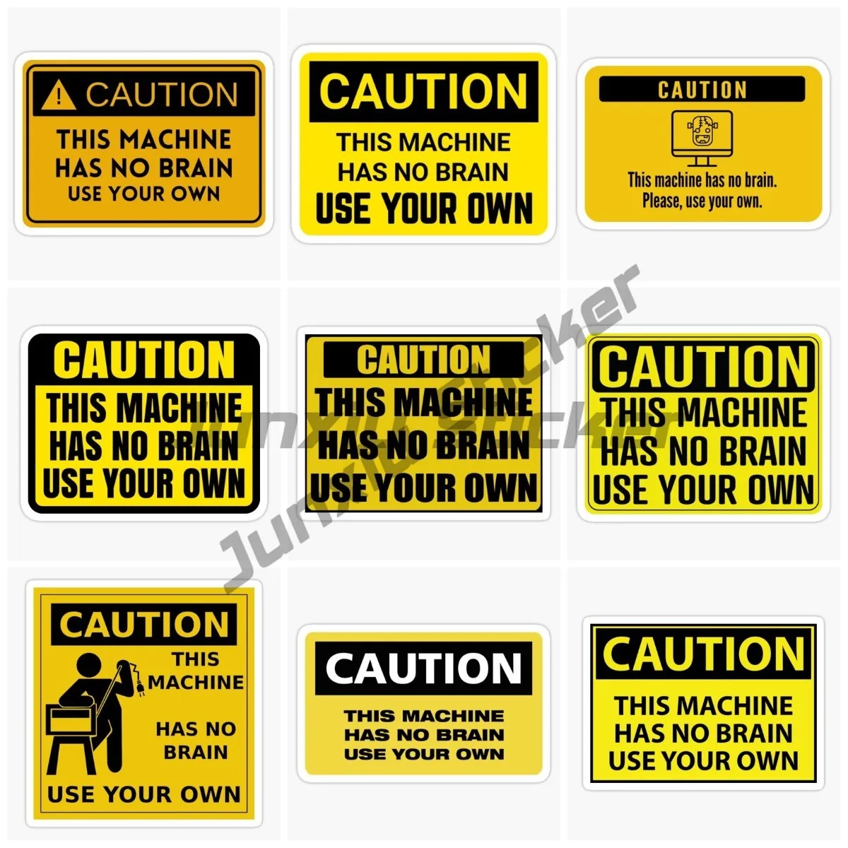 WARNING THIS MACHINE HAS NO BRAIN Decal PVC Car Stickers JDM Vinyl Autohesion Waterproof Trunk Waterproof Car Wrap Auto Parts