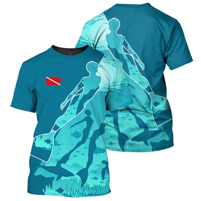 

Men Summer T Shirt Scuba Diving 3D Print Unisex Casual Sportwear Quick Drying Male Tops Crew Neck Short Sleeved T Shirts Kid Tee