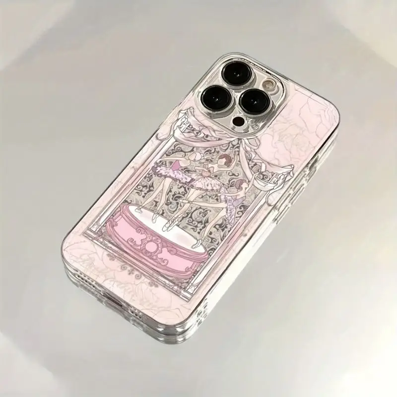 حافظة هاتف محمول شفافة لهاتف آيفون 16 برو 14 13 12 16 11 15 برو ماكس آيفون 15 16 Plus كارتون فتاة الباليه طباعة غلاف ناعم #2
