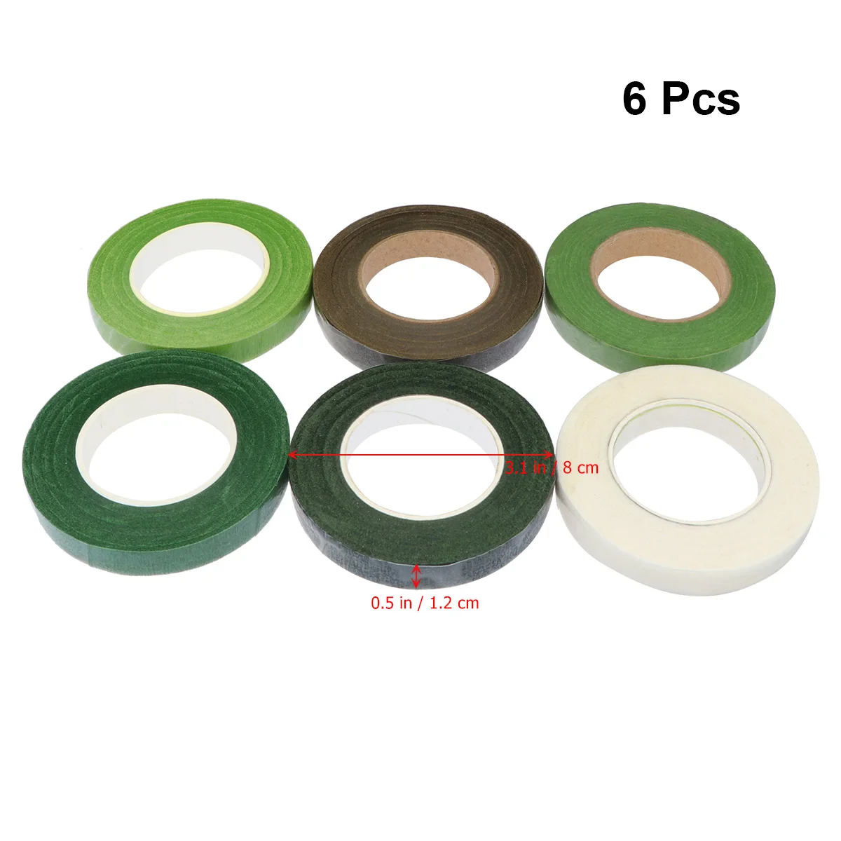 6 rollos de cinta Floral para manualidades, arreglo Artificial, suministros para el ojal, cinta adhesiva de envoltura de tallo DIY colorida verde, flor Ideal