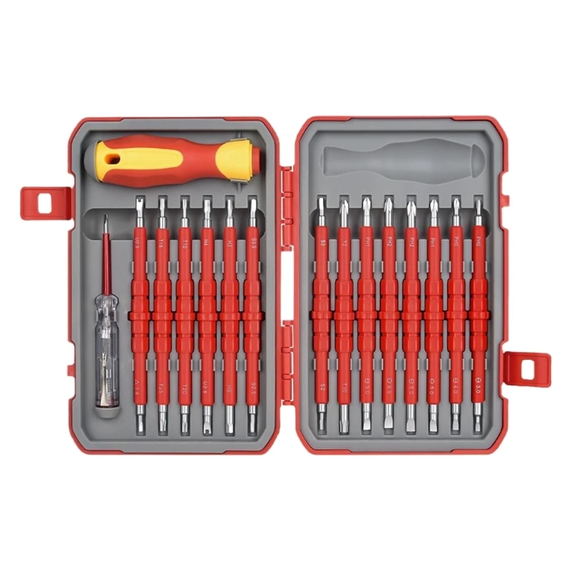 2024 New Multifunctional Insulated Screwdriver 29Piece Tip Hand Tool for Electricians, High Voltages Protections