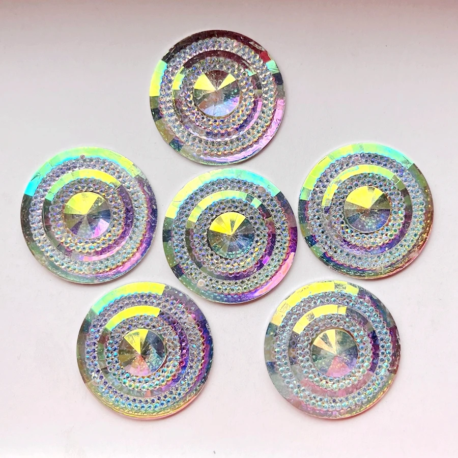 30mm Shiny AB Color Round Resin Sewing Rhinestone diy Jewelry Earrings Accessories Wedding Charm Decorative scrapbook 10pcs/lot