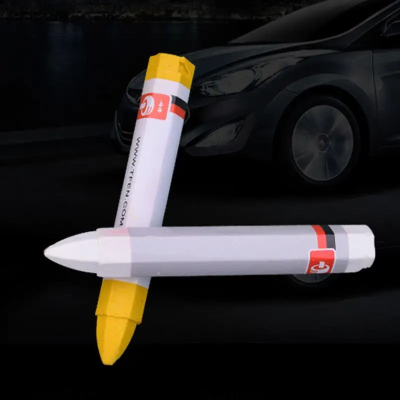 1Pc White/Yellow Tire Chalk Paint Stick Crayon Car Anti-Scratch Removal Paint Marker Pen Motorcycle Vehicle Accessories