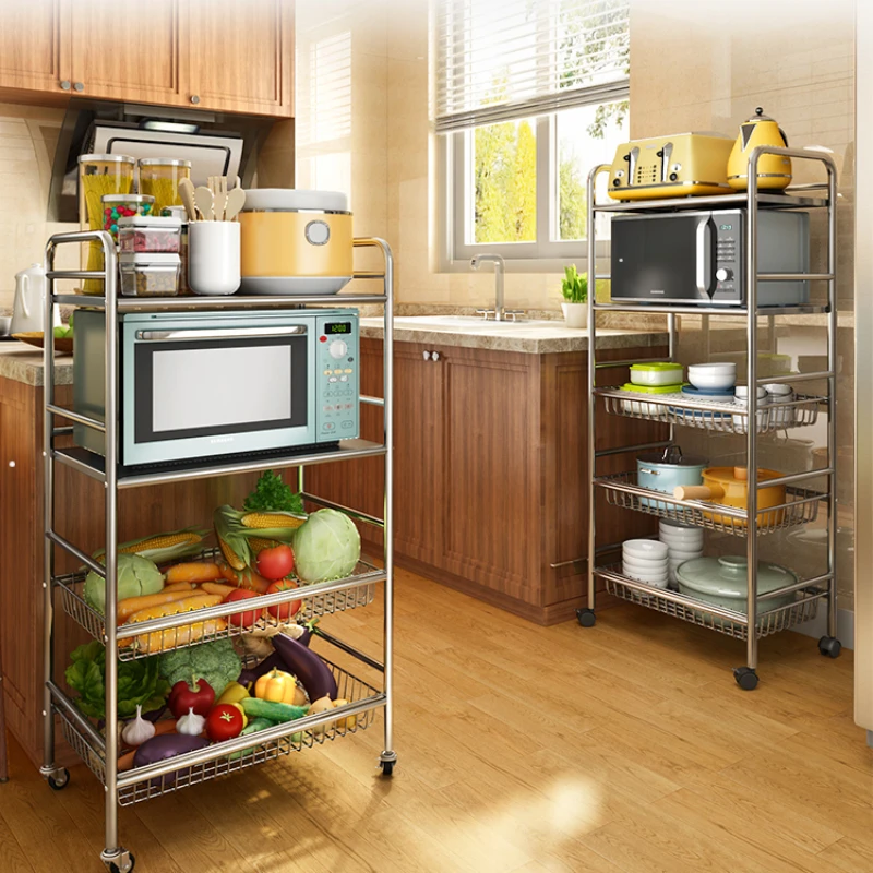 

304 stainless steel kitchen vegetable shelves Floor-to-ceiling multi-layered