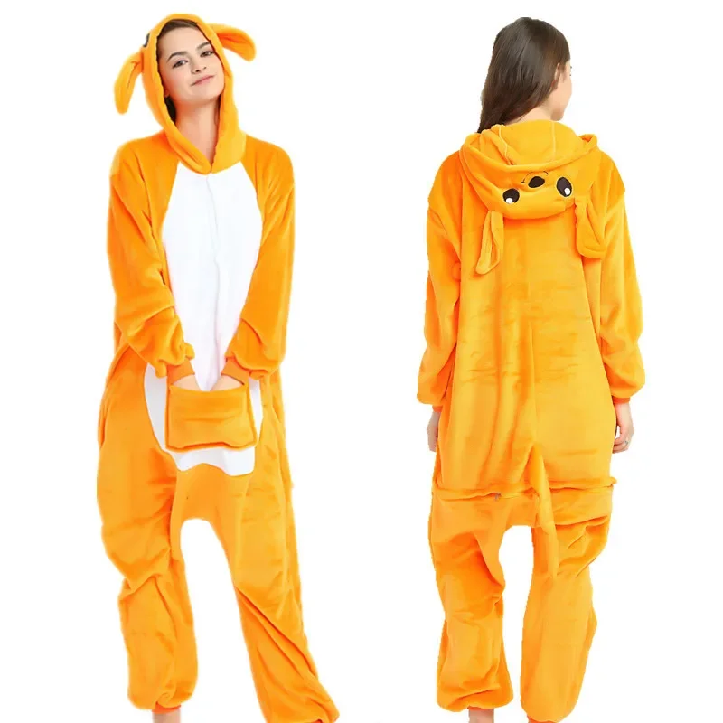 Kangaroo Onesie Anime Pajamas Women Couple Sleepwear Cute Funny Animal Cartoon Kigurumis Festival Party Gift Warm Soft Outfit