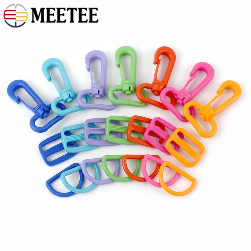 

5/10Sets Plastic Bag Strap Buckles Swivel Lobster Clasp Webbing Adjust Tri-glide Slider Pet Collar D Ring Buckle DIY Accessories