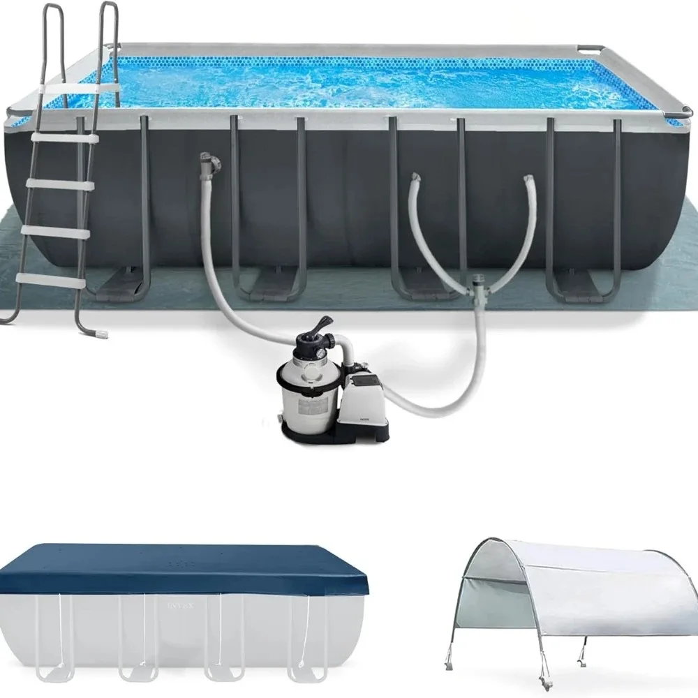 

Outdoor pool, Sand Filter Pump Pool Cover and Ladder Canopy and Ground Cloth, Framed Above Ground Swim Pool Set, Outdoor pools