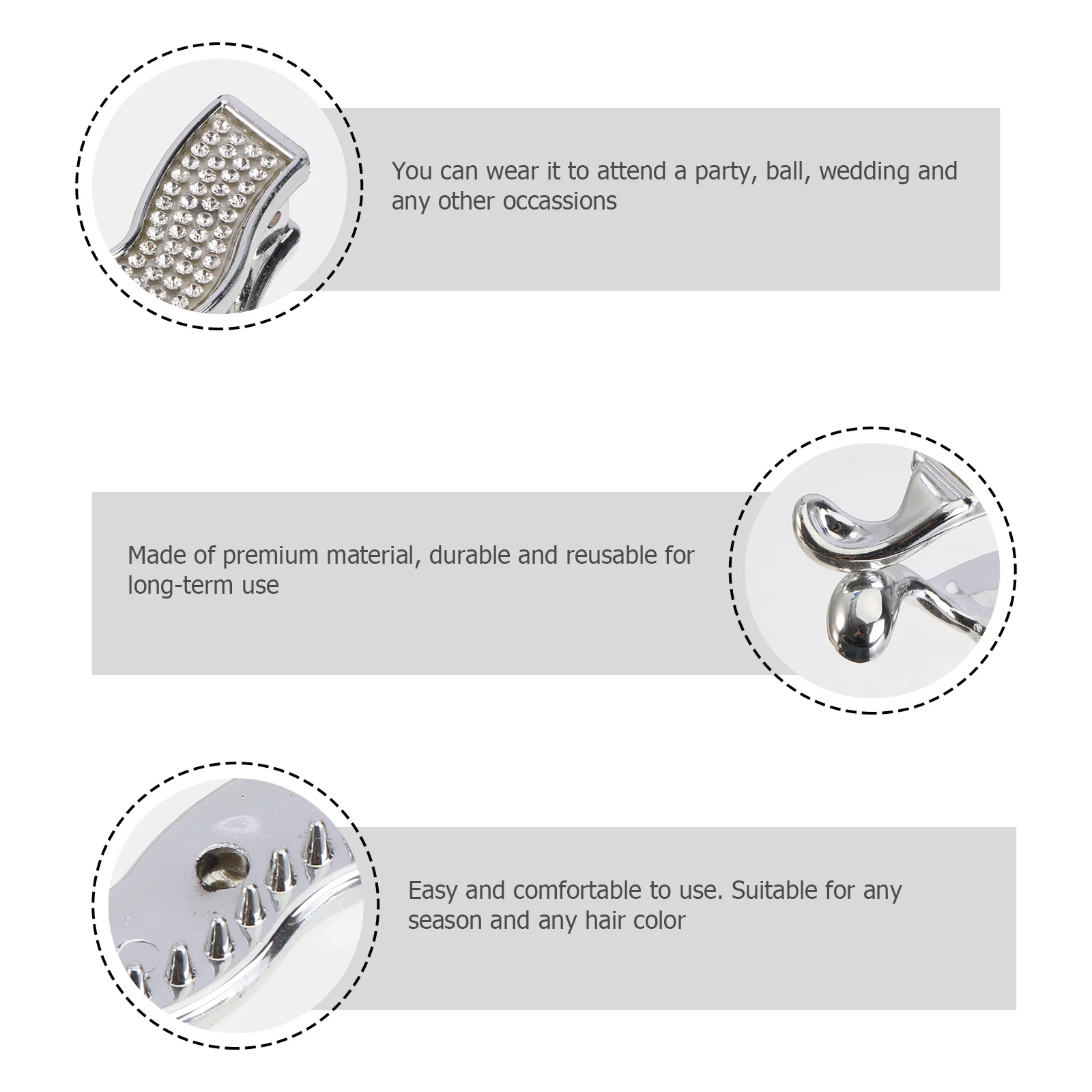 

4pcs Full Large Small Diamond Elegant Non-Slip Hair Styling Tool For Women Party Wedding Banana Hair Clip