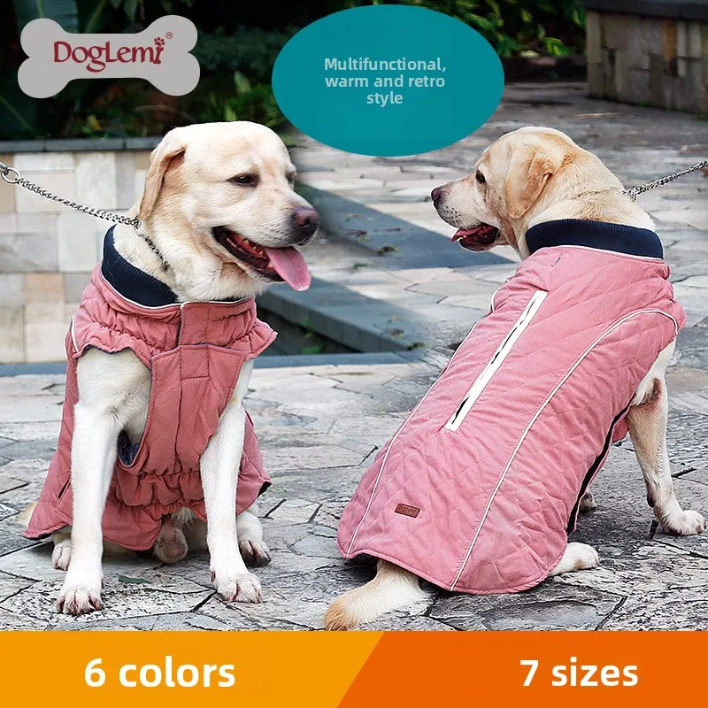 

Pet Autumn Winter Retro Clothes Warm Thickened Dog Jacket Vest Multi-color Multi-size Large Dog Outdoor Cold-proof Apparel