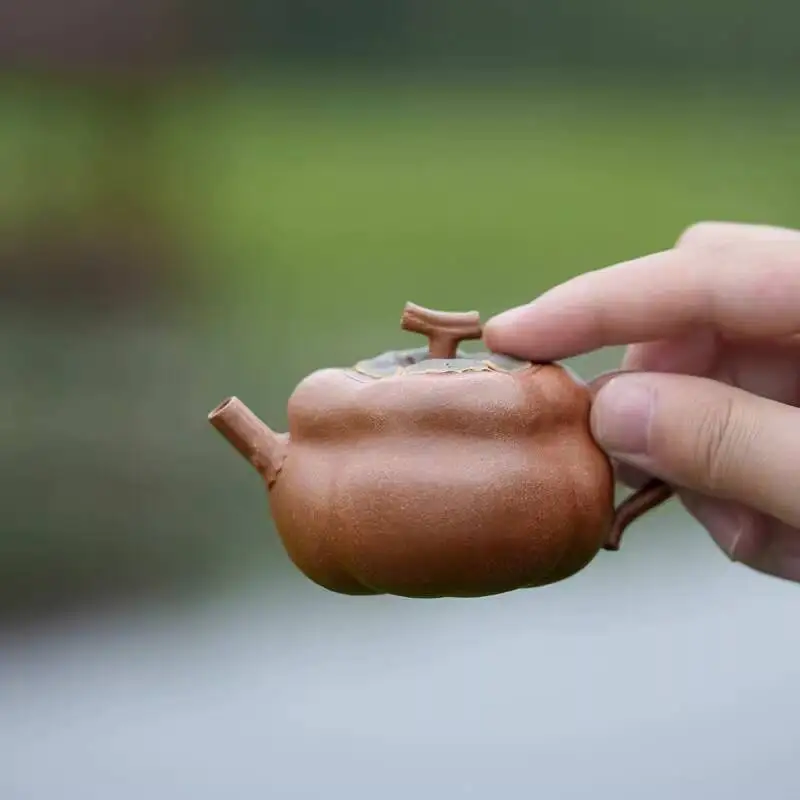 [Changtao]Yixing Zisha Pot Bionic Teapot, Fully Handmade, Dai Yunyun Jingpo Clay, Persimmon Ruyi, 120Cc