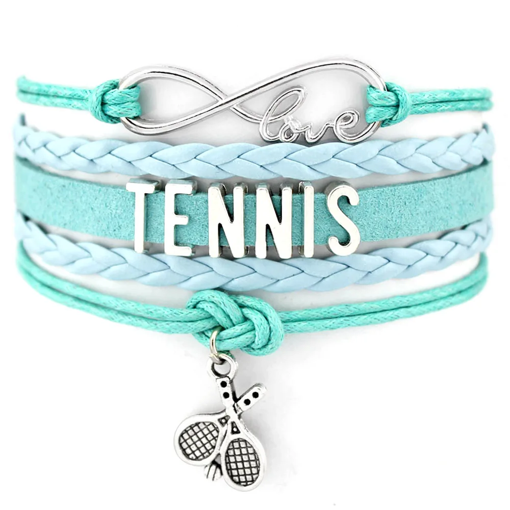 Tennis Racket Charm Bracelets Sports Jewelry Women Men Unisex Girl Boys Gift Drop Shipping