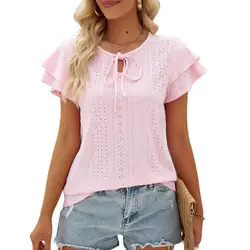 Top solto casual feminino, pulôver não desbotado, camisa elegante, roupa de verão