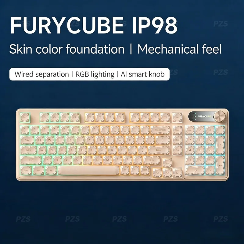 FURYCUBE IP98 Wired Keyboard RGB Translucent PBT Keycaps 98 Layout